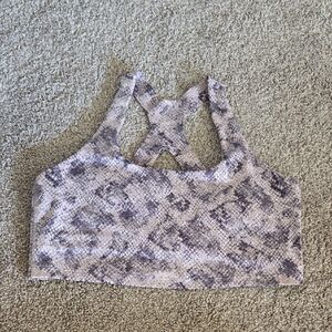 GapFit Eclipse Tan and Gray Patterned Sports Bra Size Large